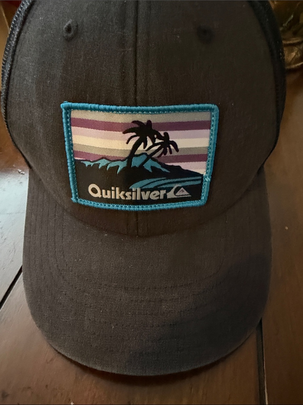 Quiksilver Black Cap with Turquoise-Trimmed Sunset Patch